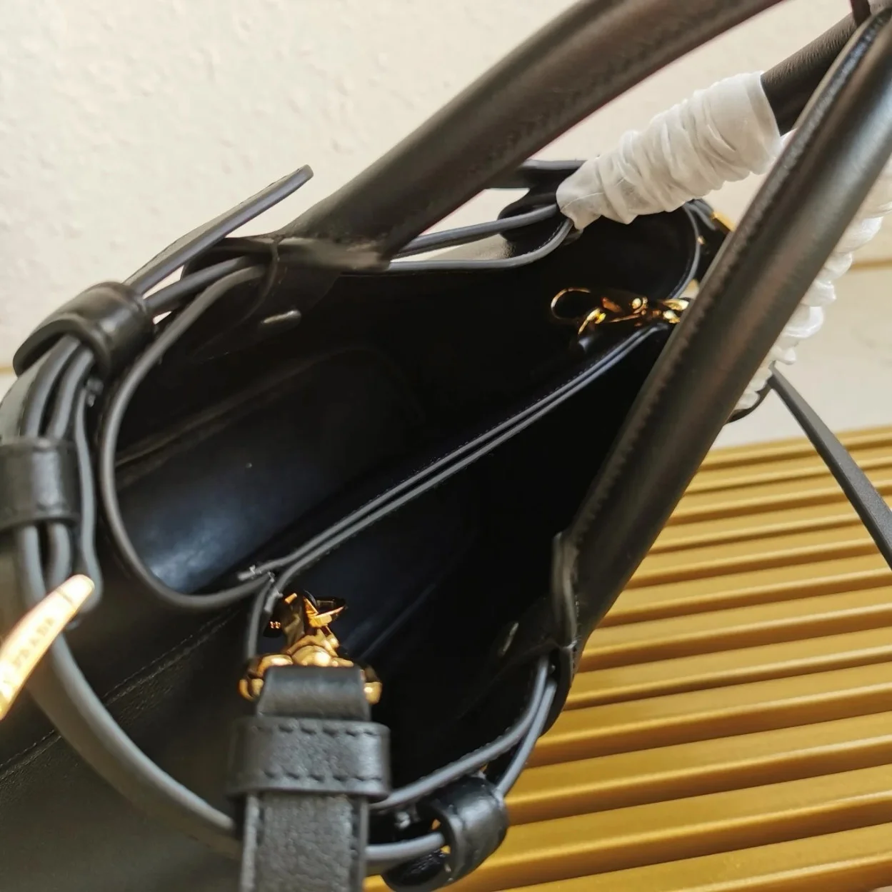 Prada Small Handbag in Black Leather with Belt product view 9
