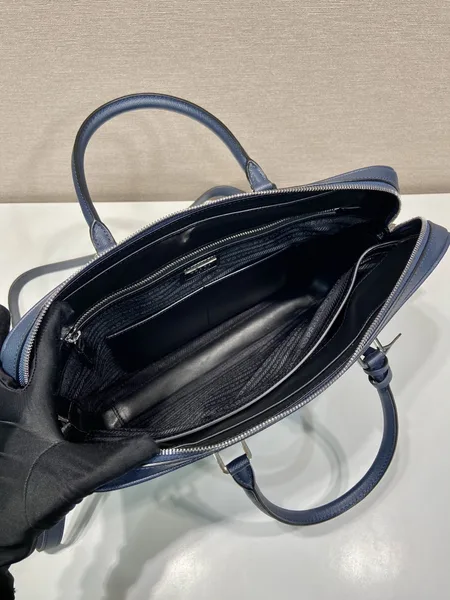 Prada Briefcase in Blue Saffiano Leather product view 8