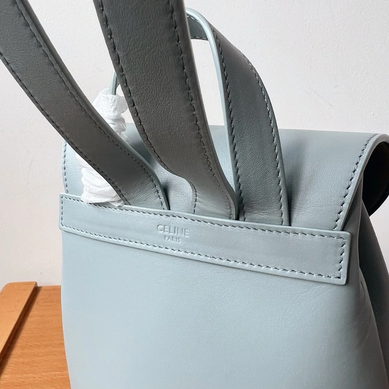 Celine Bonnie Backpack in Light Blue Calfskin product view 11