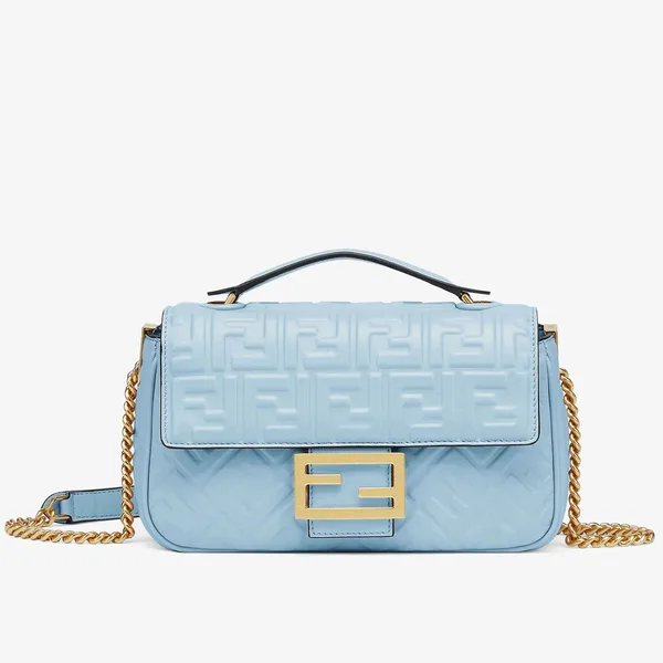 Fendi Baguette Chain Midi Bag In Blue Nappa Leather product photo