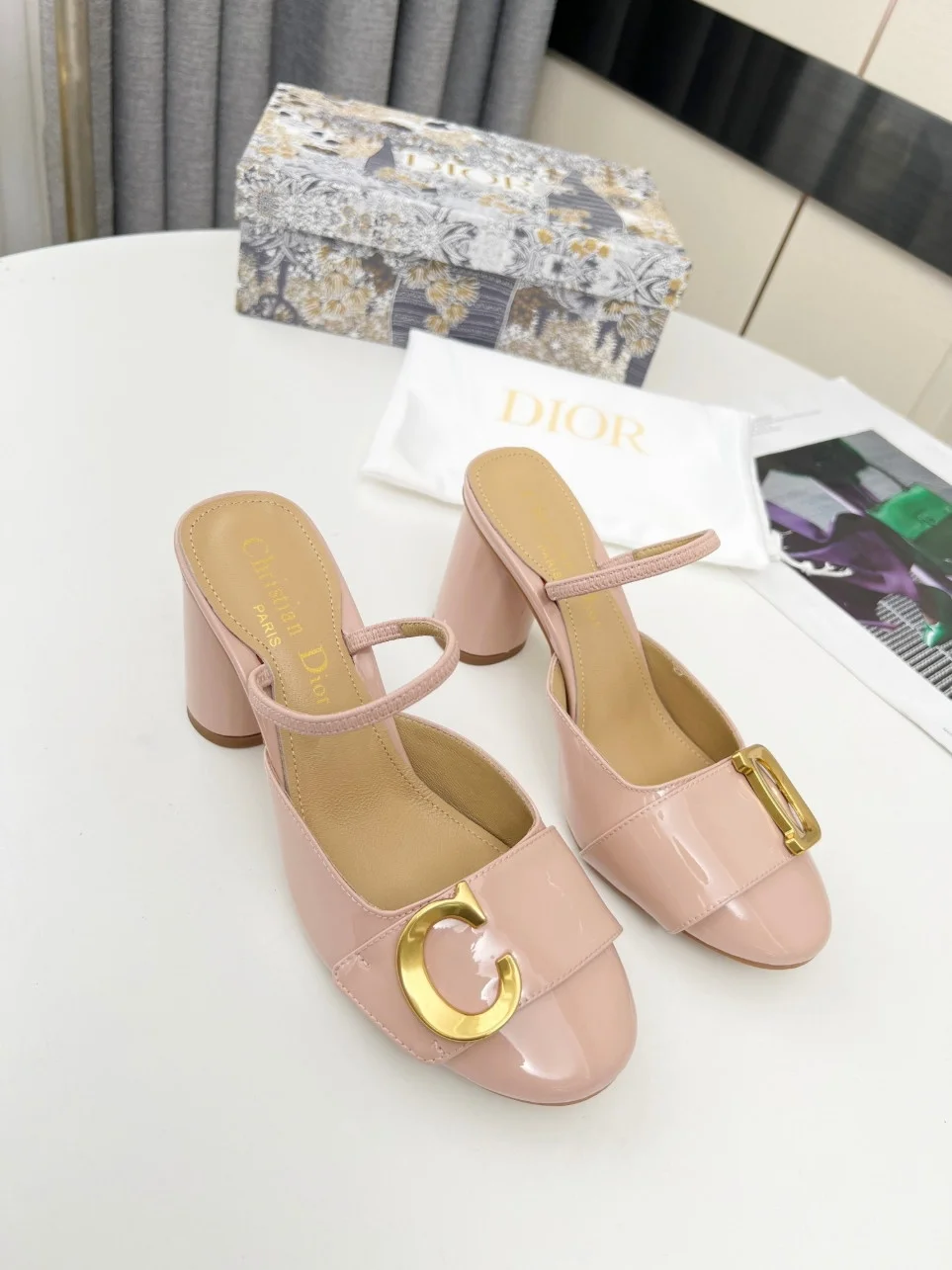 Dior C’est Slingback Pumps 80MM in Nude Patent Calfskin product view 6