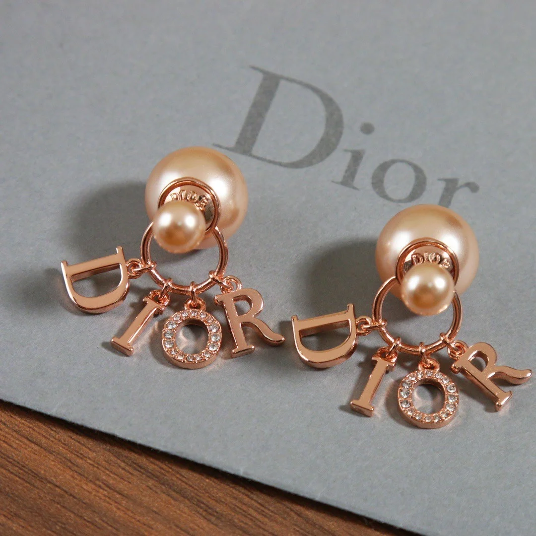 Dior Tribales Earrings In Rose Gold-Tone Metal Pearl-Effect Details and Crystals product view 2