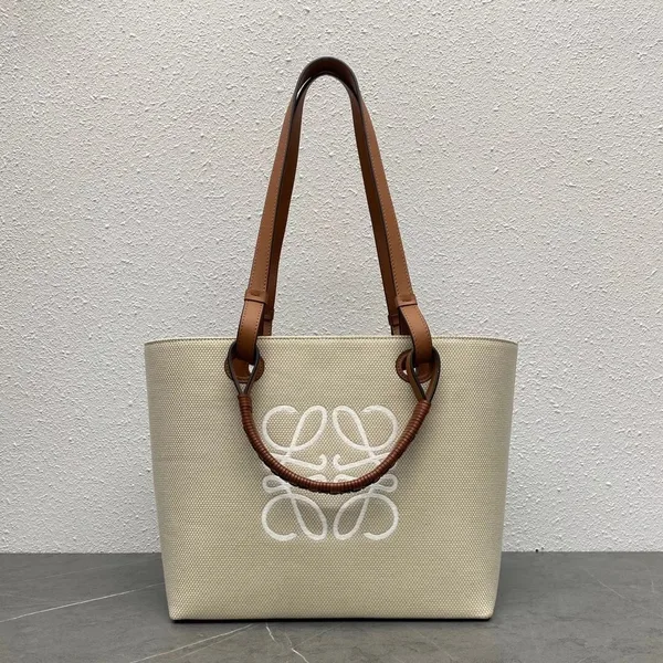 Loewe Anagram Small Tote In Jacquard and Calfskin product view 3