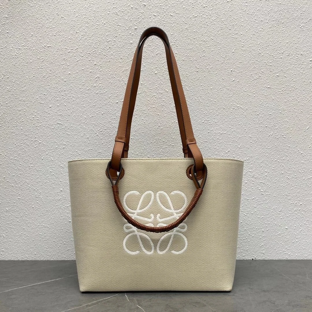 Loewe Anagram Small Tote In Jacquard and Calfskin product view 3