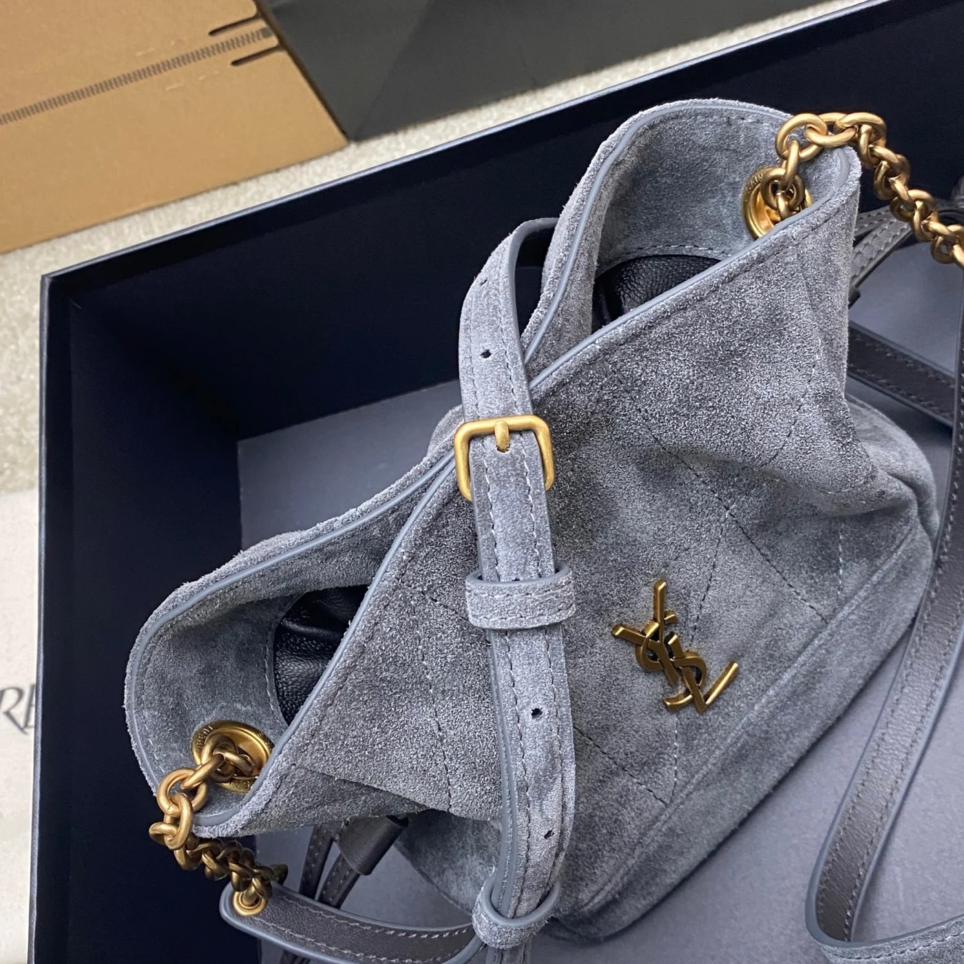 Saint Laurent Jamie Mini Shoulder Pouch — Blue Suede product view 7