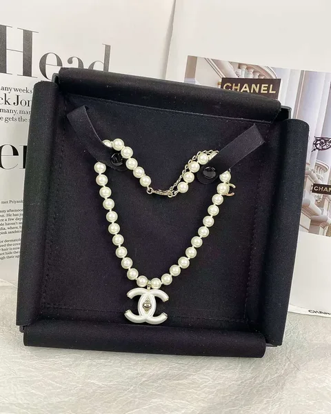 Chanel White CC Pearl-Effect Choker Necklace White and Gold-Tone product view 2