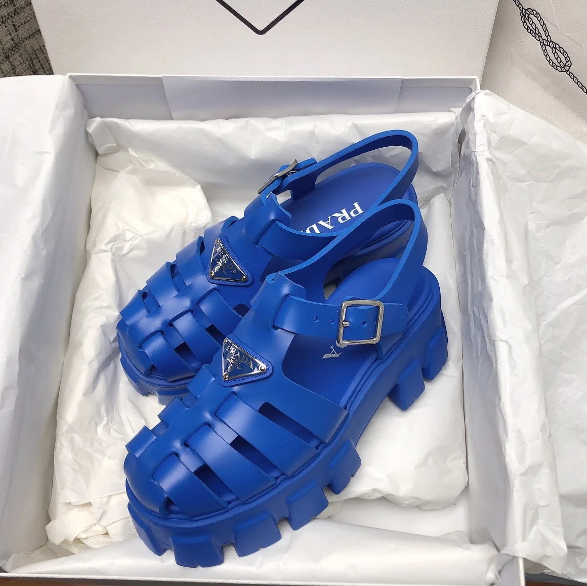 Prada Foam Sandals in Blue Rubber product view 5