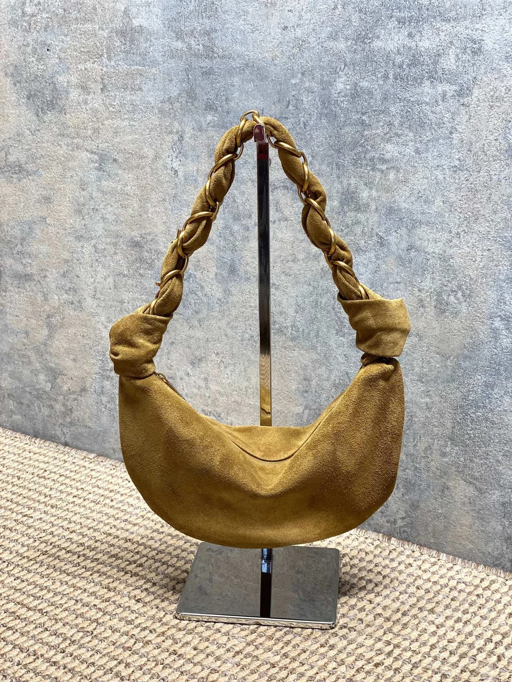 Saint Laurent Amalia Mini Hobo Bag — Olive Suede product view 3