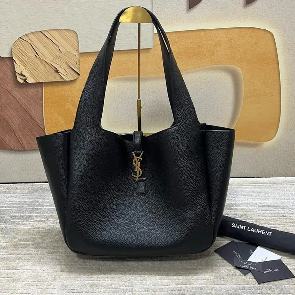 Saint Laurent Bea Tote Bag in Black Grained Leather product view 3