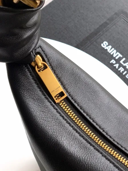 Saint Laurent Amalia Mini Hobo Bag in Black Lambskin product view 8