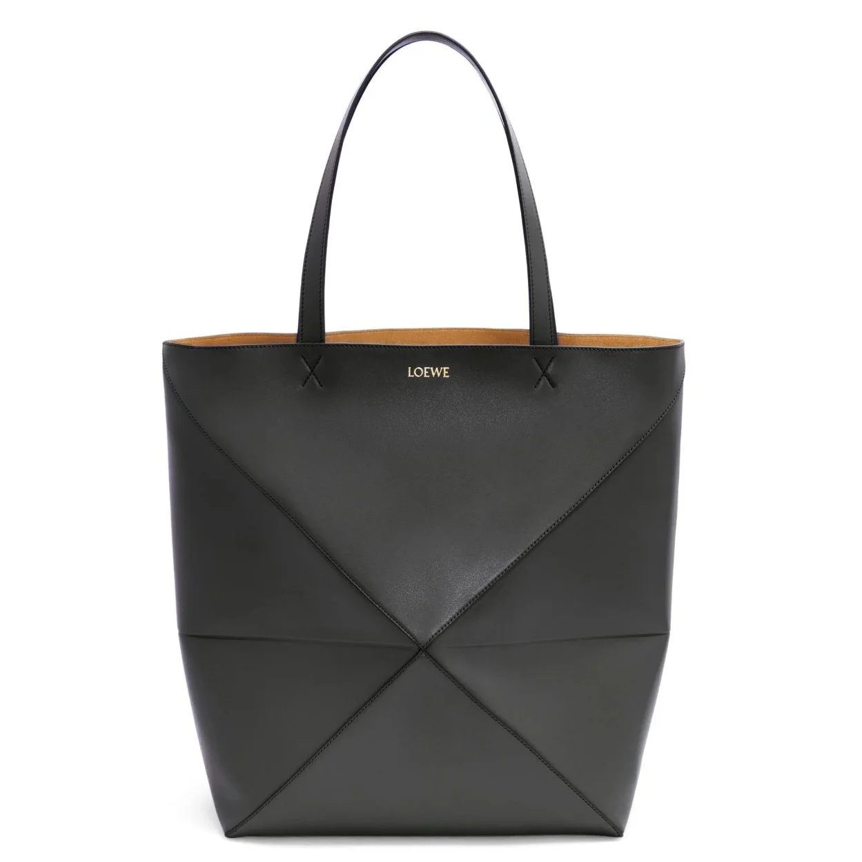 Loewe Large Puzzle Fold Tote Bag in Black Calfskin product view 1
