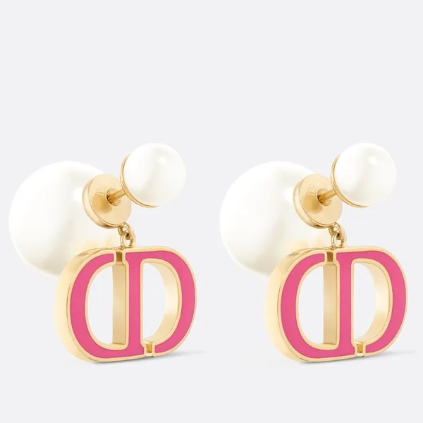 Dior Tribales Earrings in Metal and White Pearl-Effect Details with Rani Pink Lacquer product photo