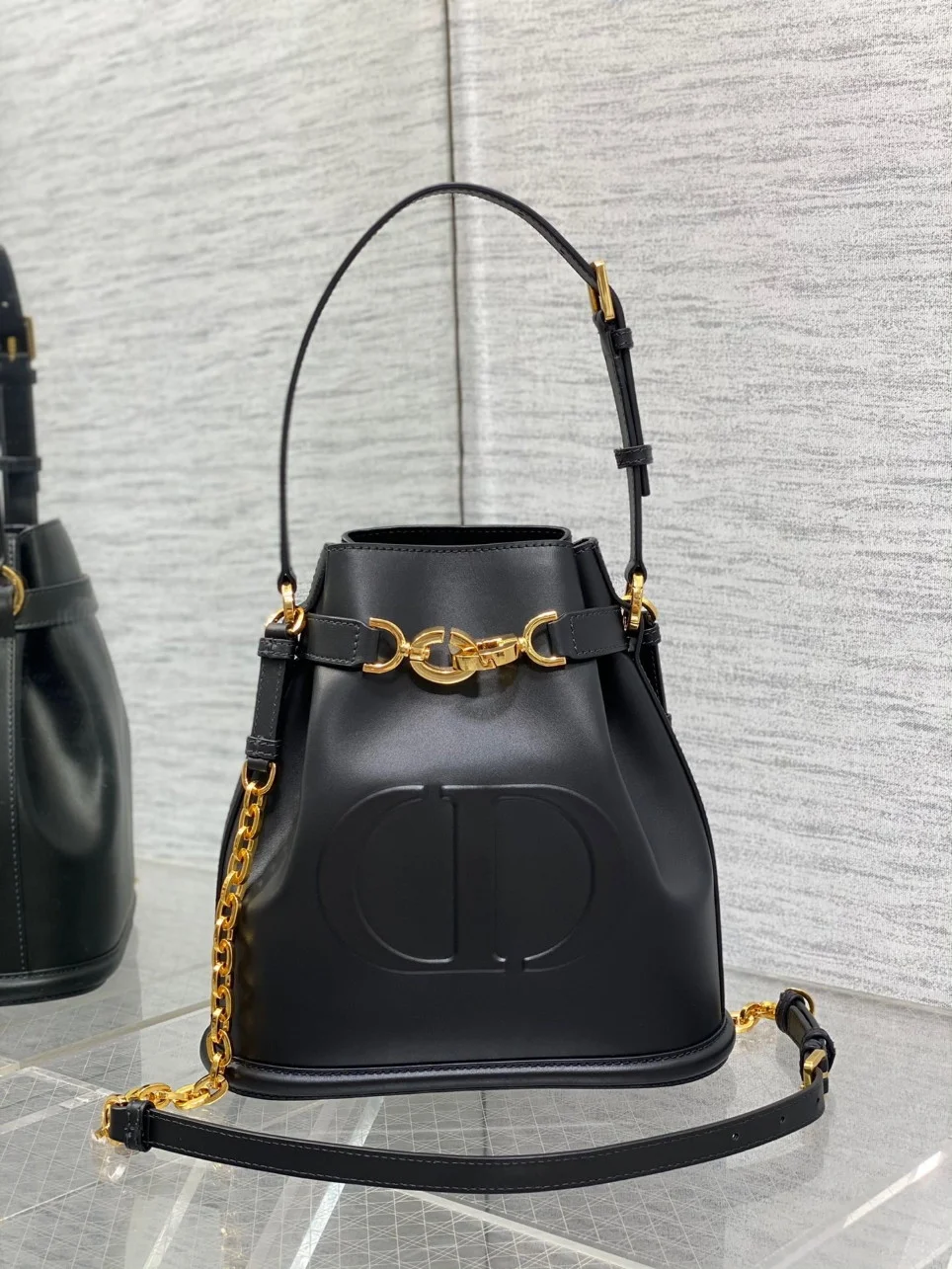 Dior C’est Medium Bag in Black Saddle Calfskin product view 2