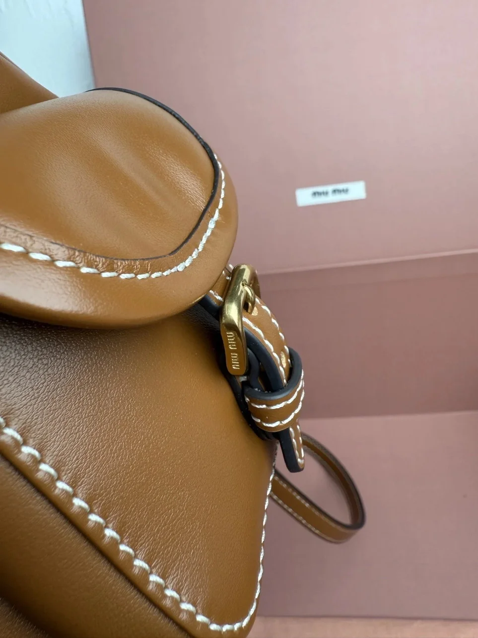 Miu Miu Small Backpack in Brown Calfskin product view 6