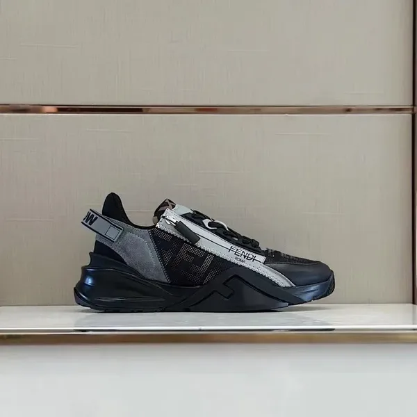 Fendi Flow Low-Top Sneakers in Black & Grey product view 3