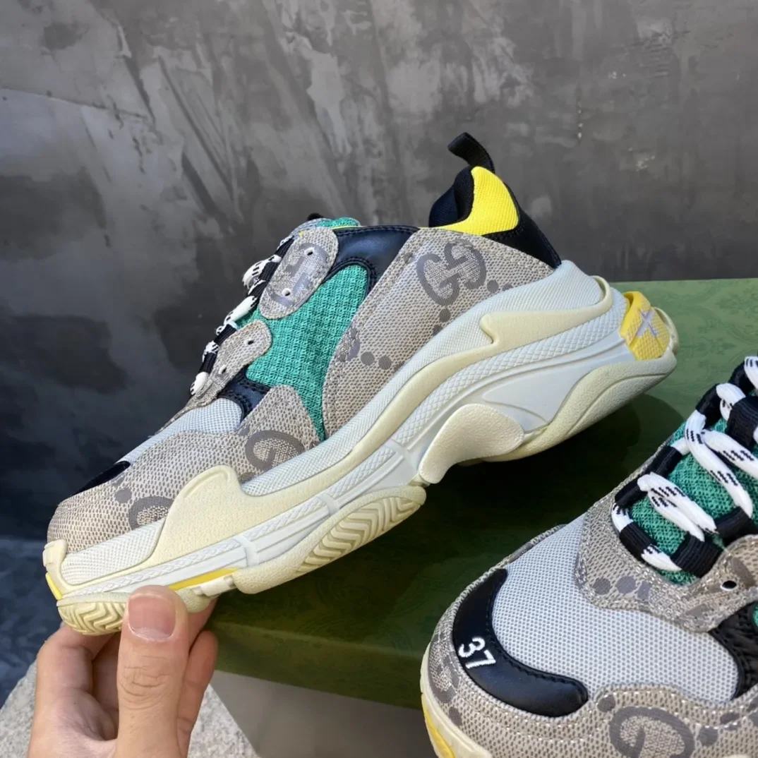 Gucci Balenciaga Triple S Beige Green Yellow Sneaker product view 4