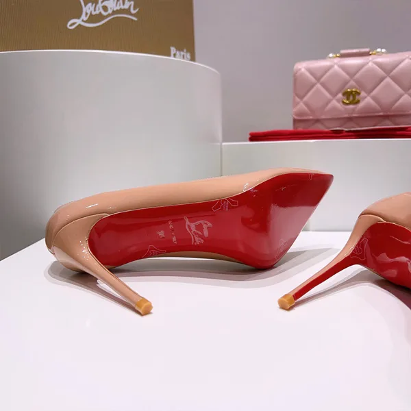 Christian Louboutin Hot Chick Scalloped Patent Pumps Nude Pink product view 7