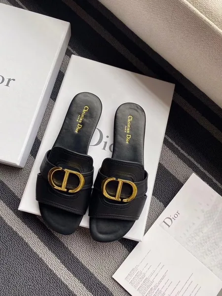 Dior 30 Montaigne Slides In Black Calfskin product view 3
