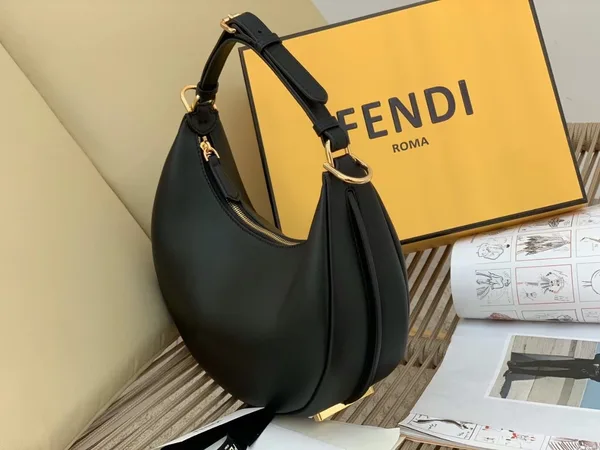 Fendi Fendigraphy Small Hobo Bag In Black Leather product view 4
