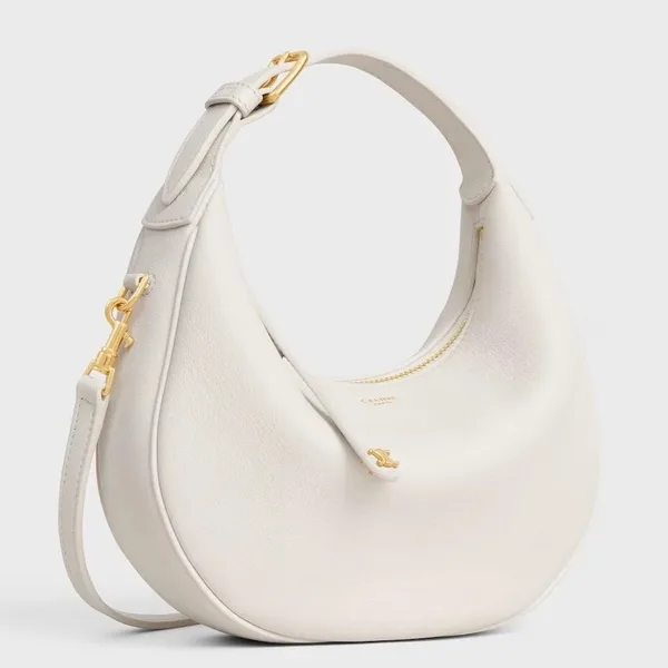 Celine Lulu Teen Hobo Bag in White Grained Calfskin product photo