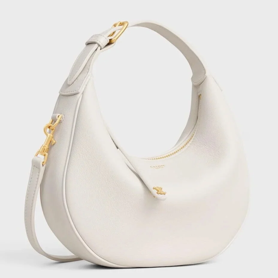 Celine Lulu Teen Hobo Bag in White Grained Calfskin product view 1