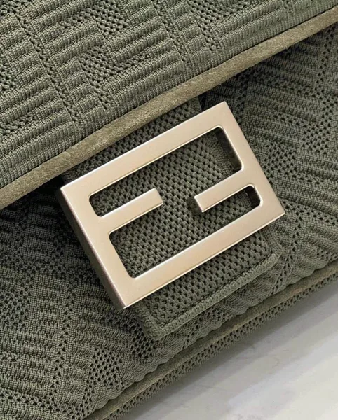 Fendi Baguette Chain Midi Bag In Green FF Fabric product view 9