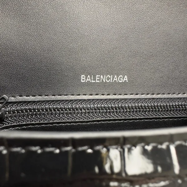 Balenciaga Hourglass Small Bag in Noir Croc-Embossed Calfskin product view 6
