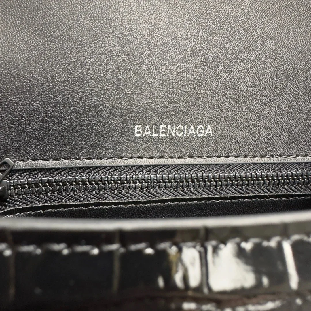 Balenciaga Hourglass Small Bag in Noir Croc-Embossed Calfskin product view 6