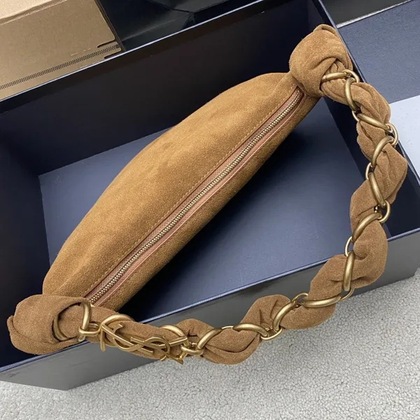 Saint Laurent Amalia Mini Hobo Bag in Brown Suede Calfskin product view 10