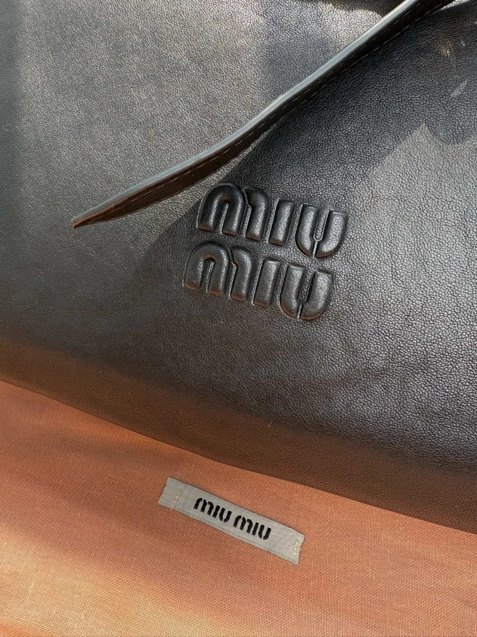 Miu Miu Aventure Medium Shoulder Bag in Black Nappa Leather product view 9