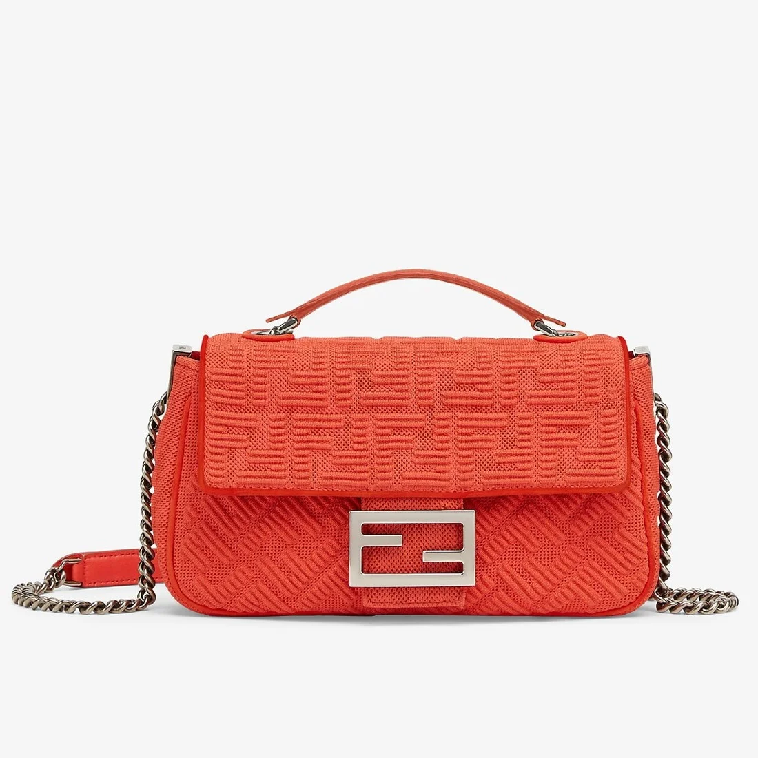Fendi Baguette Chain Midi Bag In Piment FF Fabric product view 1