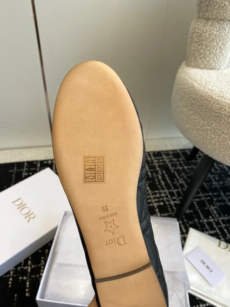 Dior Ballerina Flats in Black Quilted Cannage Calfskin product view 7