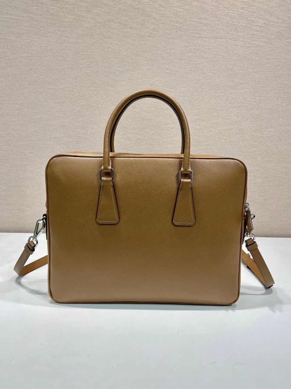 Prada Briefcase in Brown Saffiano Leather product view 6