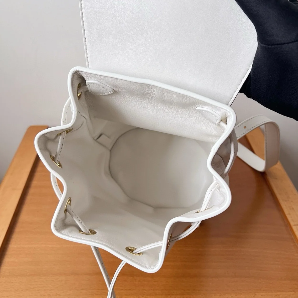Celine Bonnie Backpack in White Calfskin product view 9