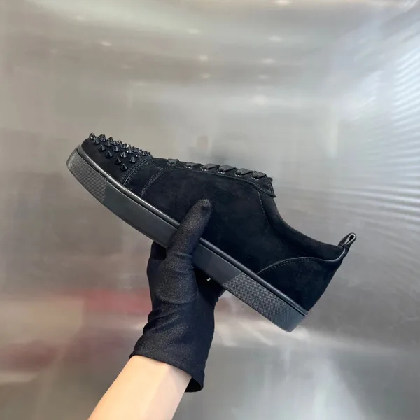 Christian Louboutin Louis Junior Spikes Suede-Effect Sneakers Black product view 5