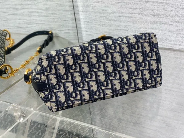 Dior Diorstar Hobo Bag with Chain in Blue Oblique Jacquard product view 8