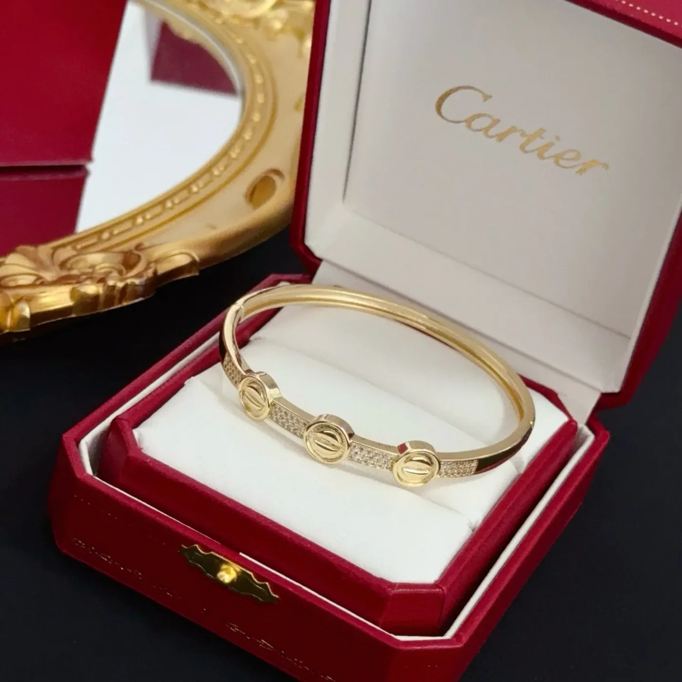 Cartier Love Gold-Tone Bangle with Three Pave-Effect Screw Motifs product view 2
