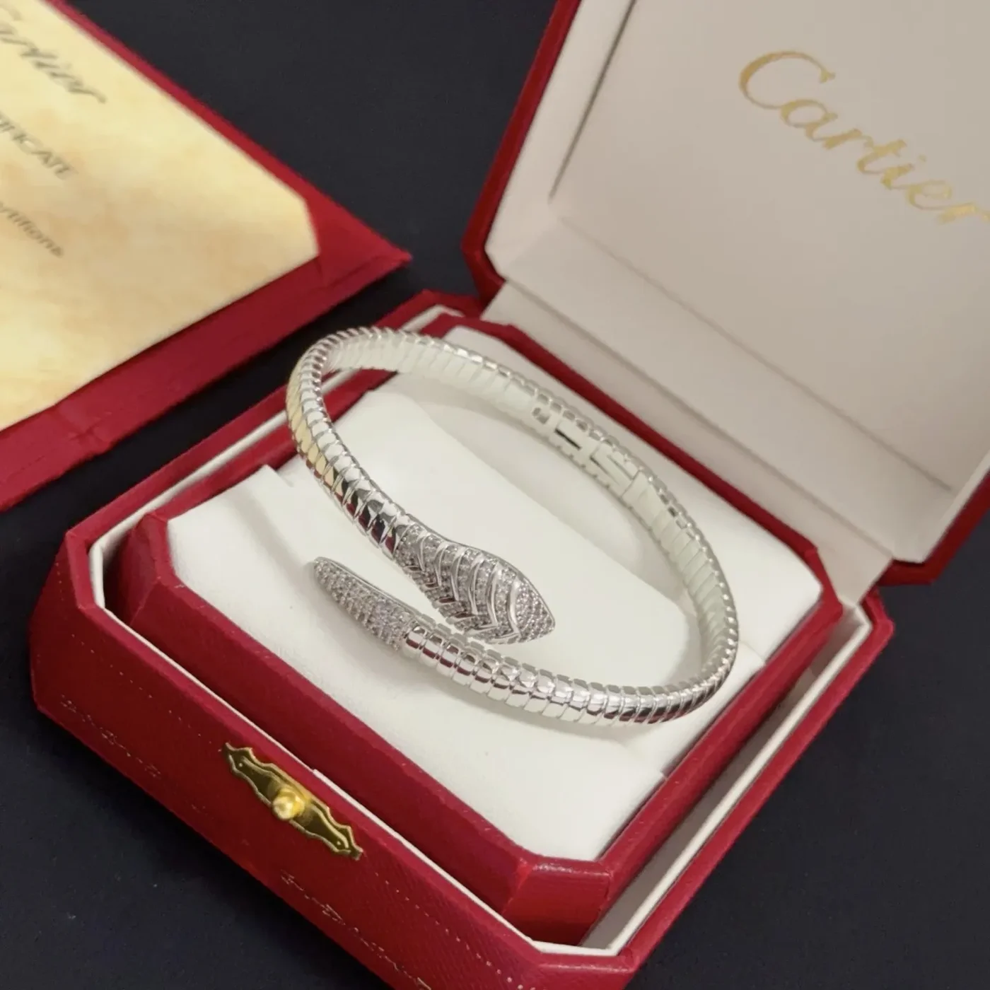 Cartier Silver-Tone Twisted Wrap Open Cuff Bracelet product view 2