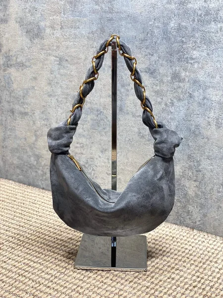Saint Laurent Amalia Mini Hobo Bag — Grey Suede product view 3