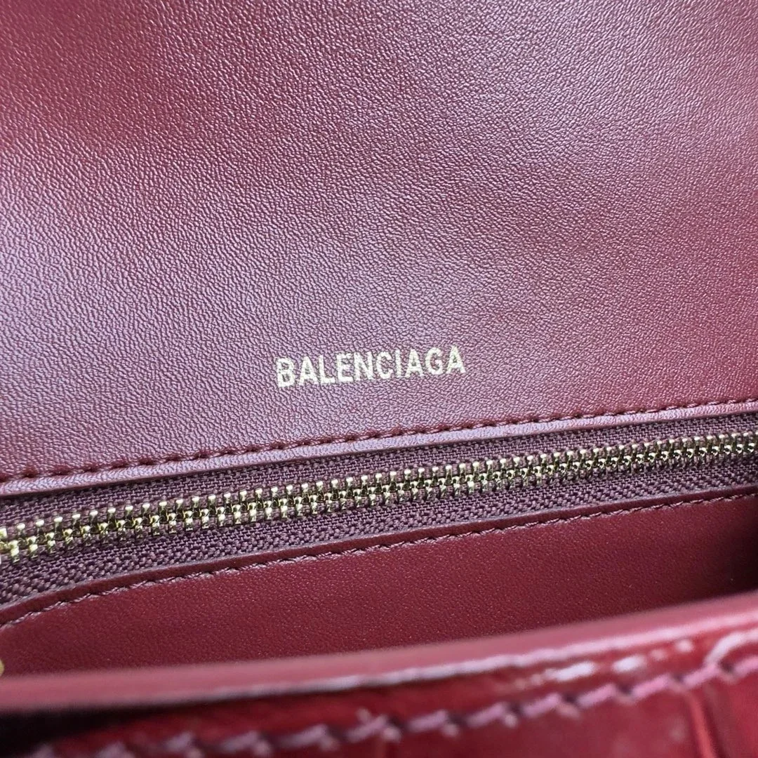 Balenciaga Hourglass Small Bag in Red Croc-Embossed Calfskin product view 10