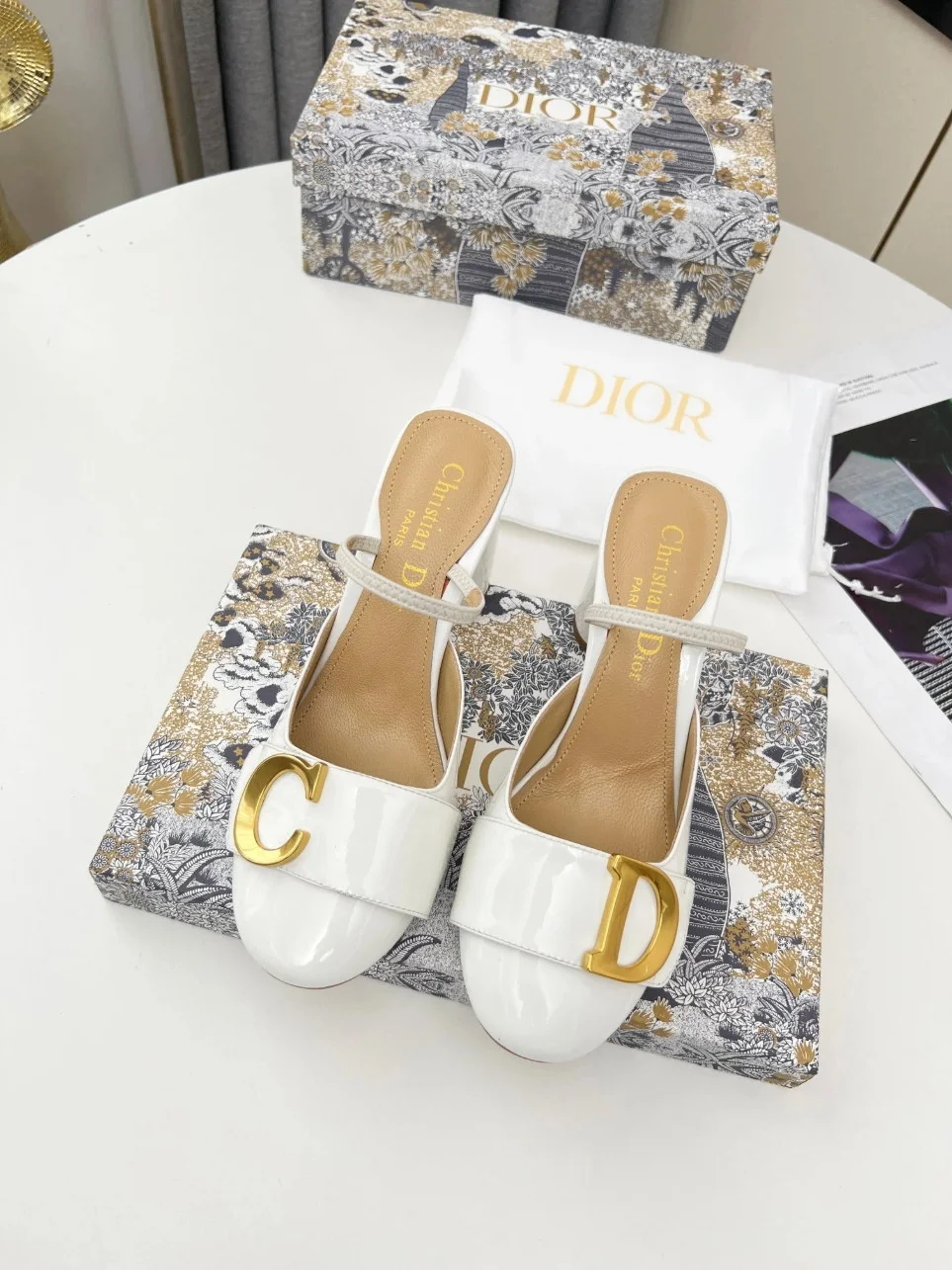 Dior C’est Slingback Pumps 80MM in White Patent Calfskin product view 4