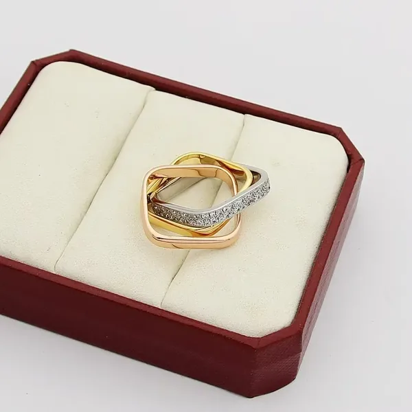 Cartier Trinity Three-Tone Interlocking Ring with Pave-Effect Band product view 6