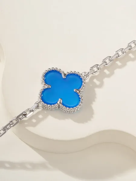 Van Cleef & Arpels Alhambra Blue Clover and Silver-Tone Knot Bracelet product view 5