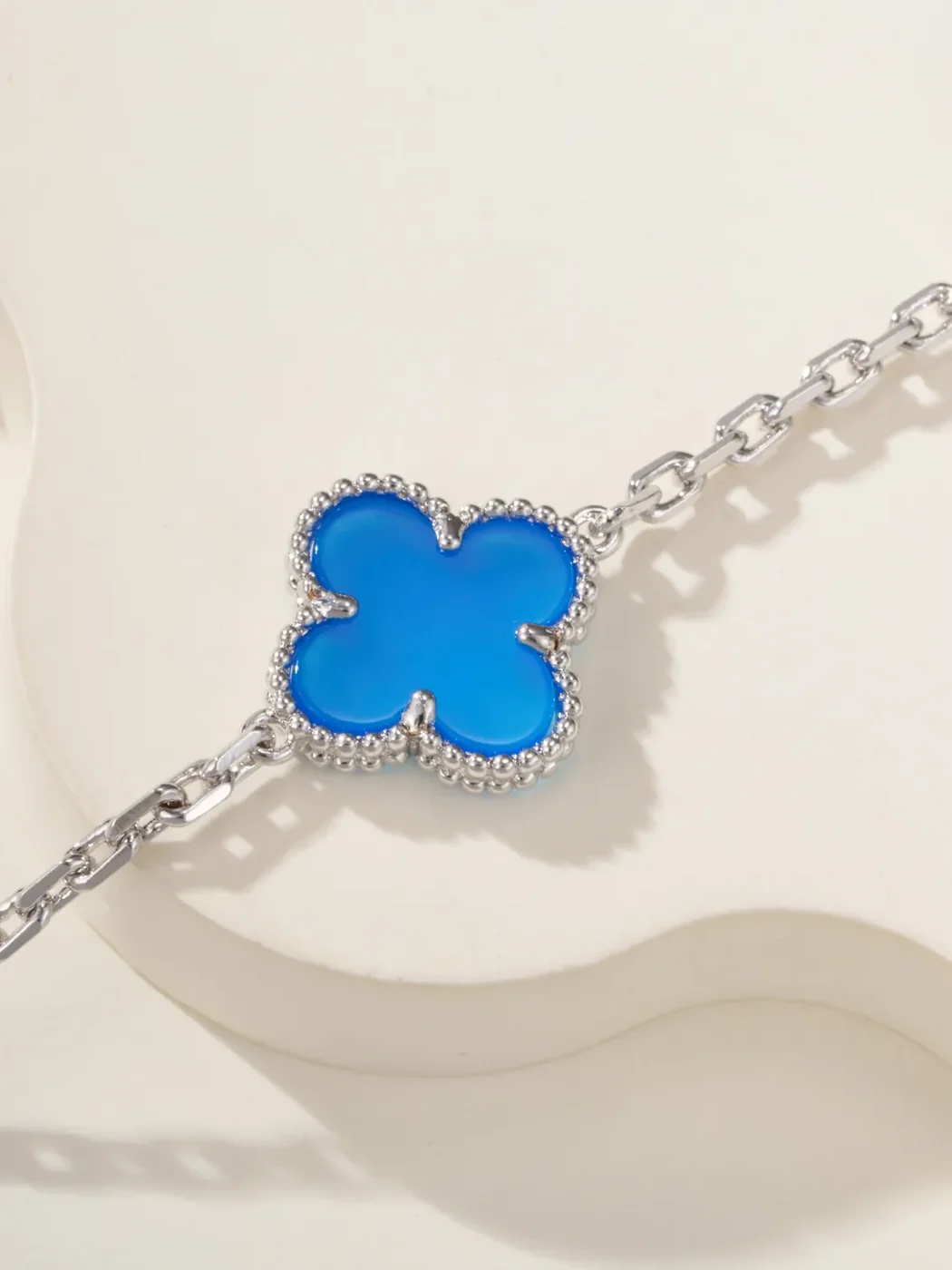 Van Cleef & Arpels Alhambra Blue Clover and Silver-Tone Knot Bracelet product view 5