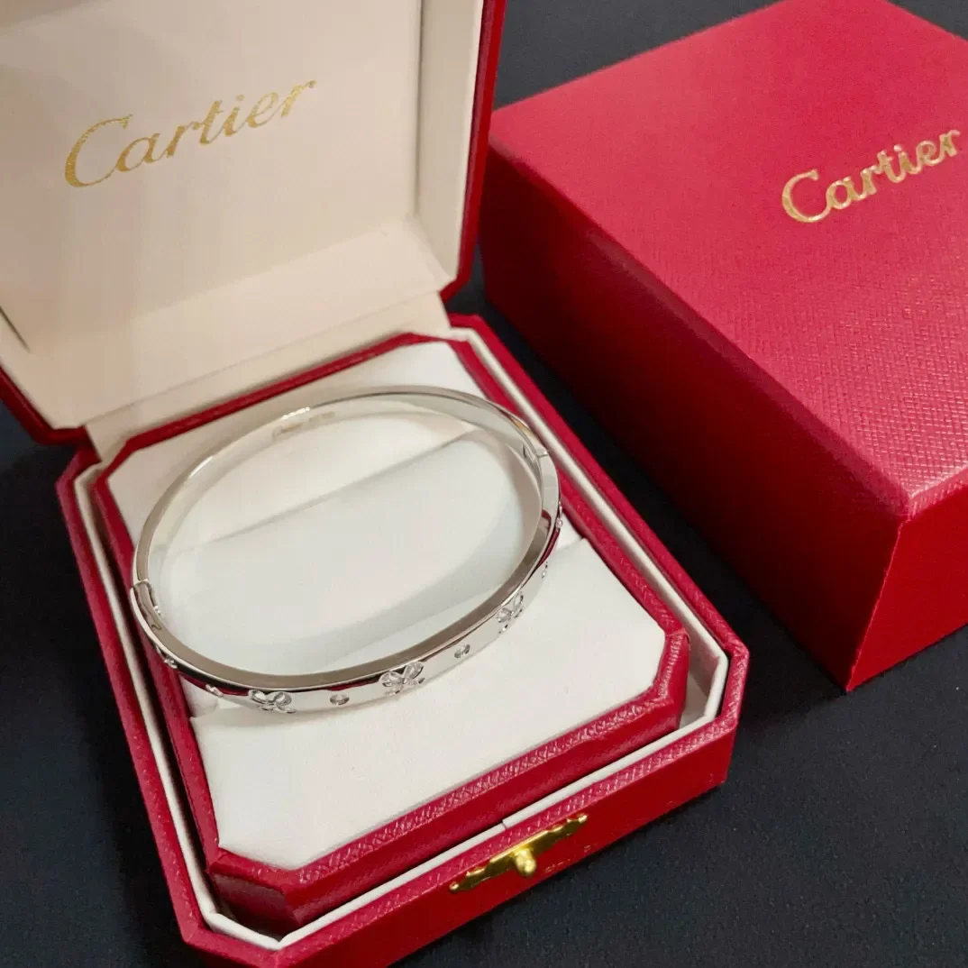 Cartier Love Silver-Tone Screw Bangle with Pave-Effect Details product view 1
