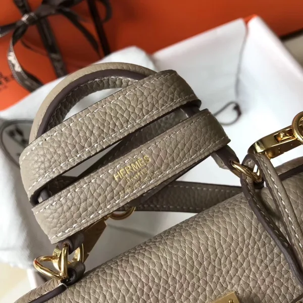 Hermes Kelly 20cm Bag In Grey Clemence Leather GHW product view 6
