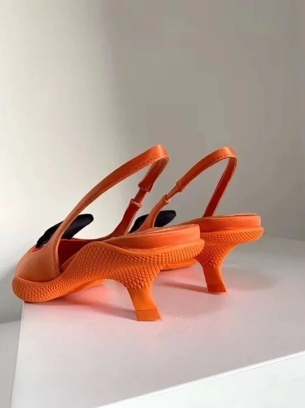 Prada Gabardine Slingback Pumps In Orange Nylon product view 7