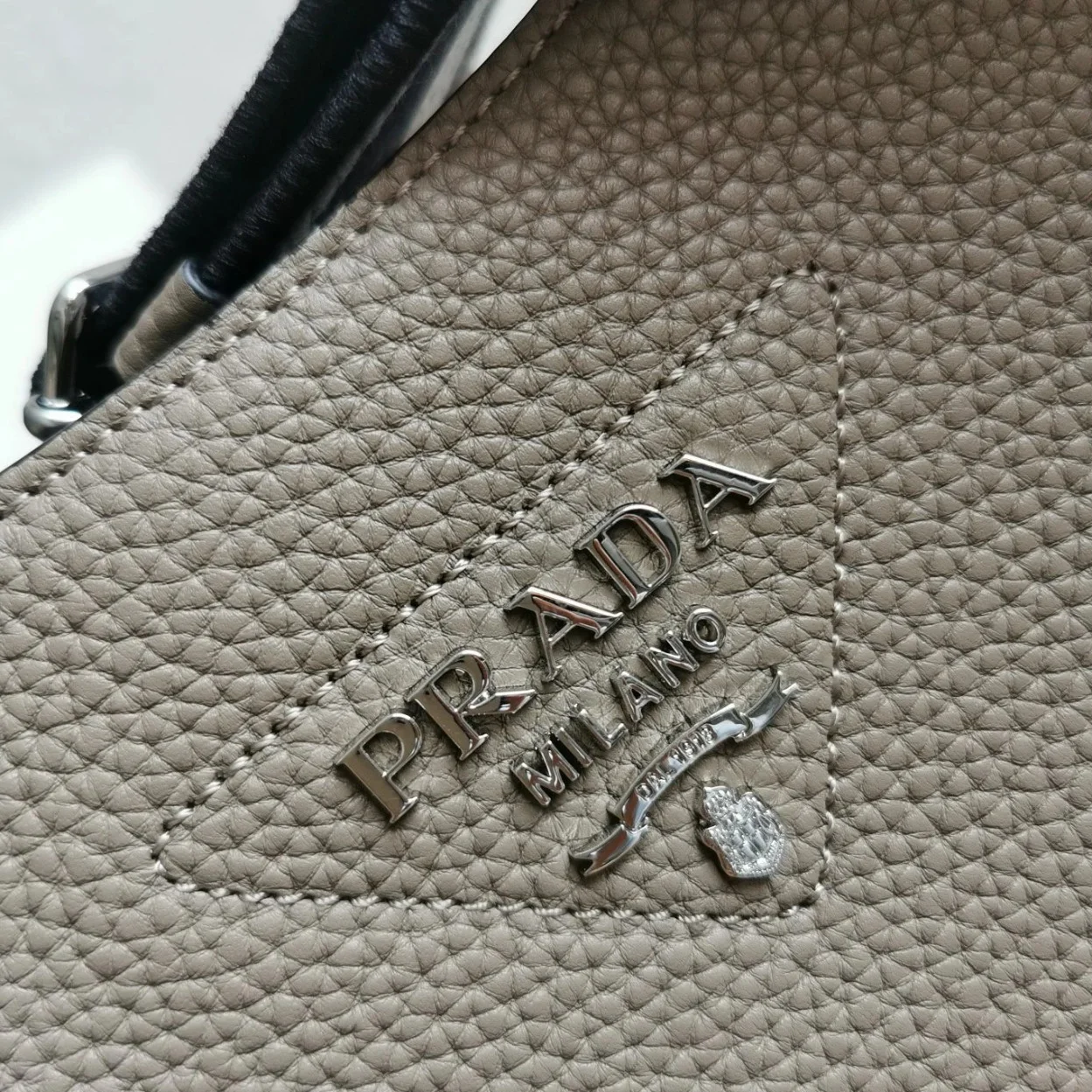 Prada Hobo Bag in Grey Grained Leather product view 8