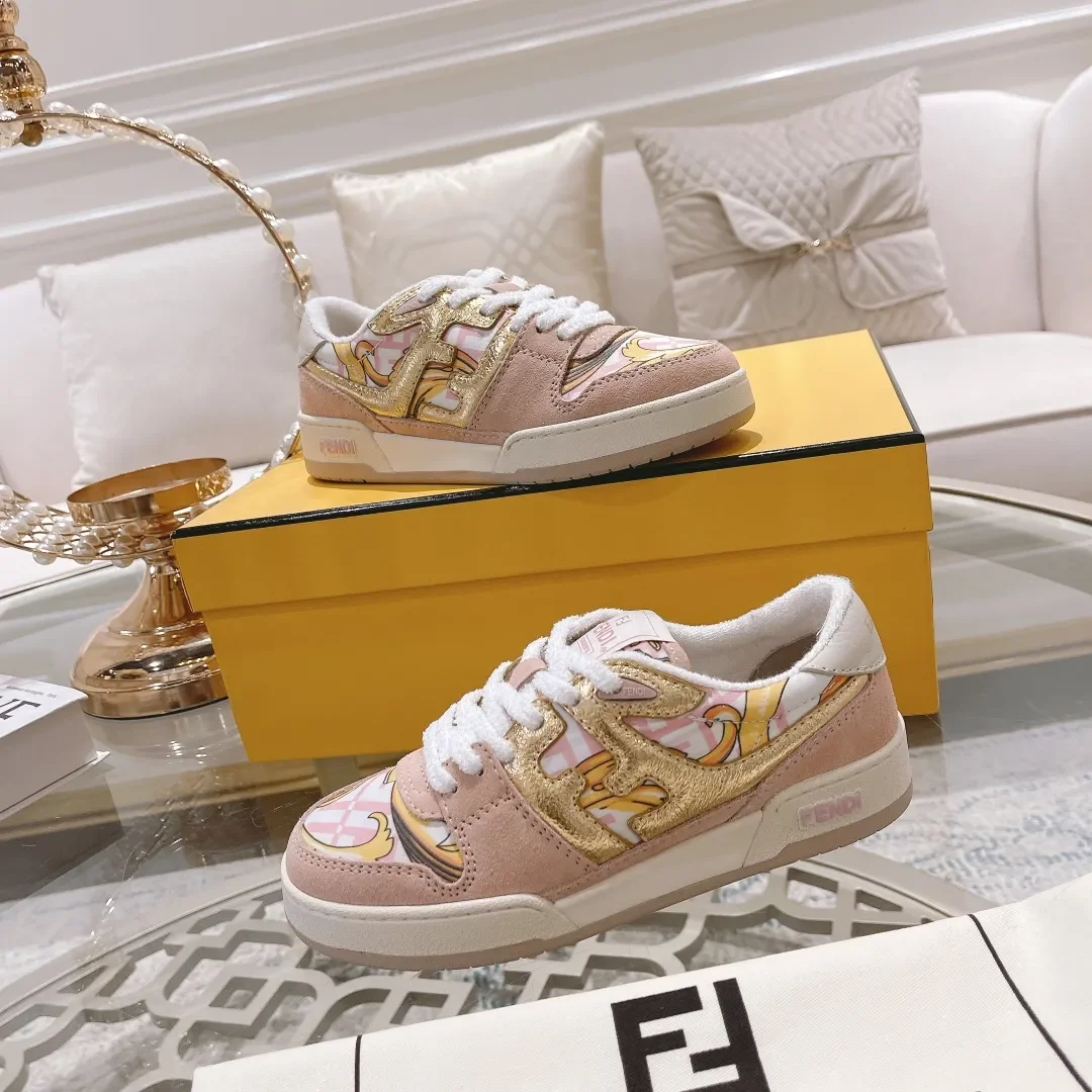 Fendi Match Pink Leather Sneakers product view 6
