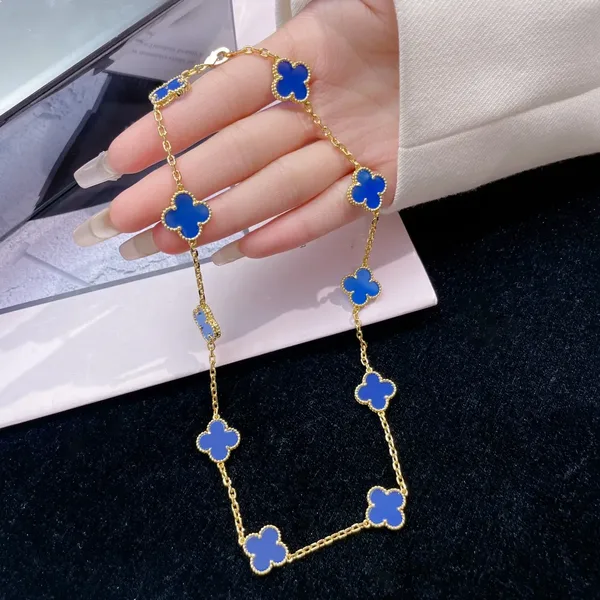 Van Cleef & Arpels Alhambra Blue Ten-Motif Gold-Tone Necklace product view 3